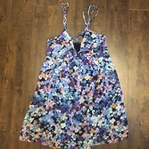 Floral spaghetti-strap mini dress